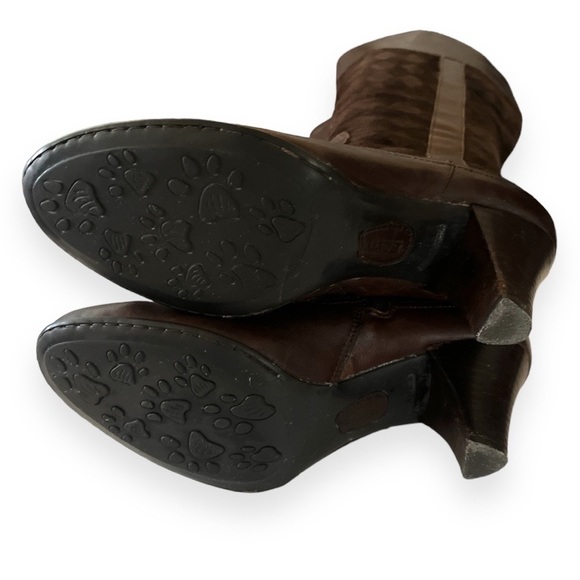 Born Brown Suede Leather Harlequin Heeled Boot Side Zip Stacked Heel Women’s 9 - Picture 7 of 12